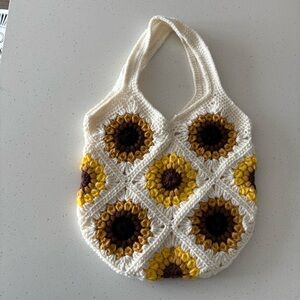 Crochet Sunflower Tote Bag